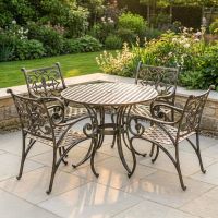 Brushed Gold "Flourish" Fleur-de-Lys Four Seater Table & Chair Set digital illustration