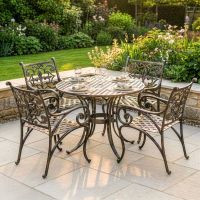 Brushed Gold "Flourish" Fleur-de-Lys Four Seater Table & Chair Set digital illustration dressed table