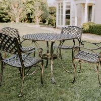 Brushed Gold Chigwell Garden Furniture Set in Situ Brushed Gold Chigwell Garden Furniture Set in Situ