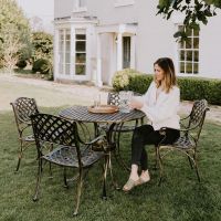 Brushed Gold "Chigwell" Circular Four Seater Table & Chair Set in Situ  Brushed Gold "Chigwell" Circular Four Seater Table & Chair Set in Situ