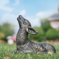 Brushed Gold Recycled Cast Aluminium Baby Deer Sculpture - Lying Down