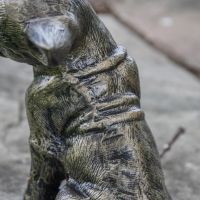 Close up of Back on Brushed Gold Sitting Chihuahua Sculpture