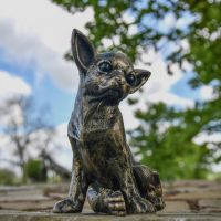 Chihuahua Sculpture in Garden Setting 