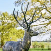Brushed Gold Antlers on Standing Deer Sculpture 