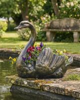 Brushed Gold Swan Flower Planter ai illustration