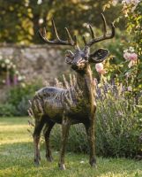 Brushed Gold "Winston" Stag Garden Sculpture digital illustration