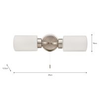 Dimensions of the Brushed Nickel Bathroom Double Wall Light