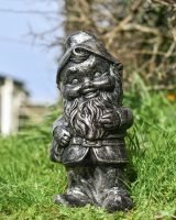 Brushed Silver Garden Gnome Sculpture in Situ Brushed Silver Garden Gnome Sculpture in Situ