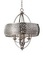 "Hollenwick Grove" Brushed Steel Chandelier With Mosaic Pattern "Hollenwick Grove" Brushed Steel Chandelier With Mosaic Pattern