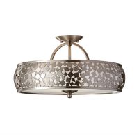 "Wryshaw Place" Brushed Steel Semi-Flush Ceiling Light With Mosaic Pattern "Wryshaw Place" Brushed Steel Semi-Flush Ceiling Light With Mosaic Pattern