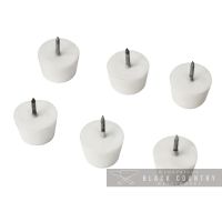 White Round Nylon Nail in Toilet Seat Buffers - Pack of 6