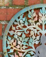 Buddha and tree garden wall art left