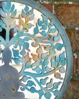 Buddha and tree of life mirrored garden wall art right