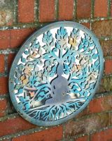 Buddha and tree of life mirrored garden wall art right