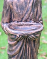 "Shanti" the Standing Buddha Cast Aluminium Garden Sculpture close up of offering bowl