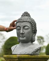 Scale image of natural stone effect buddha bust outdoor sculpture Scale image of natural stone effect buddha bust outdoor sculpture
