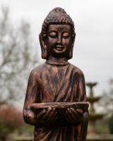 "Shanti" the Standing Buddha Cast Aluminium Garden Sculpture close up