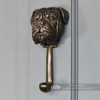 Bullmastiff Door Knocker in Situ on a Grey Door