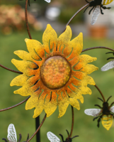 Bumble Bee and Sunflower Garden Spinner Spike Flower Close Up Bumble Bee and Sunflower Garden Spinner Spike Flower Close Up