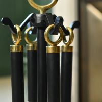 Close-up of the Handles on the Burton Fireside Companion Set