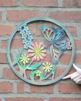 Butterfly and Flowers Silhouette Garden Wall Art to scale image Butterfly and Flowers Silhouette Garden Wall Art to scale image