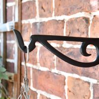 Black Scroll Iron Hanging Basket Bracket Close-Up