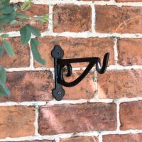 Black Scroll Iron Hanging Basket Bracket in Situ