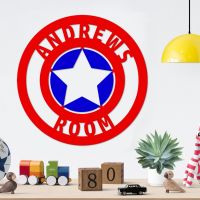 "Captain America" Personalised Wall Art in Situ in the Living Room