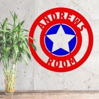 "Captain America" Personalised Wall Art Finished in Blue and Red