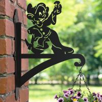 Cartoon "Diamond Wielding" Dwarf Hanging Basket Bracket in Situ Cartoon "Diamond Wielding" Dwarf Hanging Basket Bracket in Situ