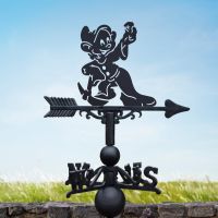 Cast Iron & Steel Weathervane with Cartoon "Diamond Wielding" Dwarf Topper