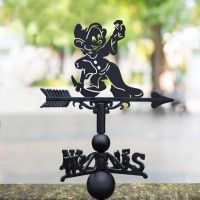 Cast Iron & Steel Weathervane with Cartoon "Diamond Wielding" Dwarf Motif