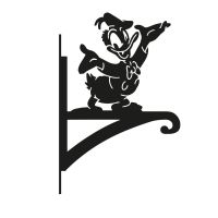 Cartoon Male Duck Hanging Basket Bracket on White Background