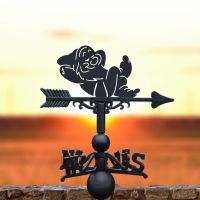 Cast Iron & Steel Weathervane with Cartoon "Sleeping" Dwarf Motif