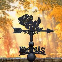 Cast Iron & Steel Weathervane with Cartoon "Sleeping" Dwarf Topper