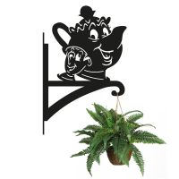 Cartoon Tea Pot & Cup Hanging Basket Bracket with Planter