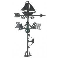Cast Iron Sail Boat Weathervane Mounted on the Universal Bracket Vertically Cast Iron Sail Boat Weathervane Mounted on the Universal Bracket Vertically