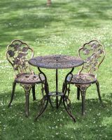 Cast Aluminium "Blossom" Bronze Two Seater Bistro Set in Situ