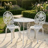 Cast Aluminium "Bouquet" White Two Seater Bistro Set digital illustration
