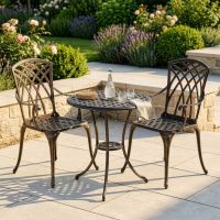 Cast Aluminium "Gothic" Bronze Two Seater Bistro Set digital illustration dressed table