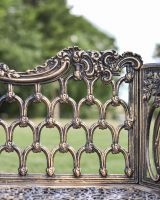 Close-Up of Backrest on Cast Aluminium "Roman Buckle" Three Seater Garden Bench Close-Up of Backrest on Cast Aluminium "Roman Buckle" Three Seater Garden Bench