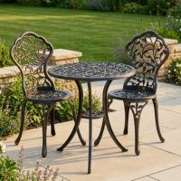 Cast Aluminium "Rosette" Bronze Two Seater Bistro Set digital illustration Cast Aluminium "Rosette" Bronze Two Seater Bistro Set digital illustration