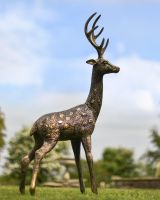Cast Aluminium "Chiral" Freestanding Spotted Deer Garden Sculpture in Situ