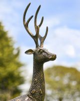 Close-Up of Cast Aluminium "Chiral" Freestanding Spotted Deer Garden Sculpture