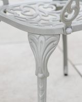 Cast Aluminium "Elstow" White Two Seater Bistro Set Seat Leg Detail