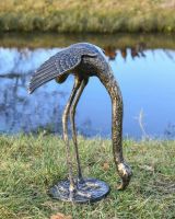 Situ Shot of Head Down Cast Aluminium Feeding Flamingo Garden Sculpture Situ Shot of Head Down Cast Aluminium Feeding Flamingo Garden Sculpture