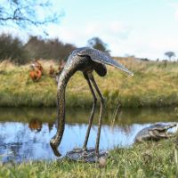 Cast Aluminium Feeding Flamingo Garden Sculpture - Head Down Cast Aluminium Feeding Flamingo Garden Sculpture - Head Down