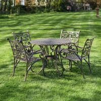 Cast Aluminium "Flourish" Fleur-de-Lys Four Seater Table & Chair Set