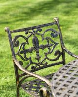 Close-Up of Backrest on Chair for Cast Aluminium "Flourish" Fleur-de-Lys Four Seater Table & Chair Set