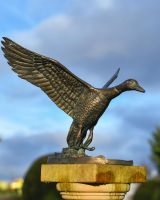 Cast Aluminum Flying Duck Garden Sculpture 